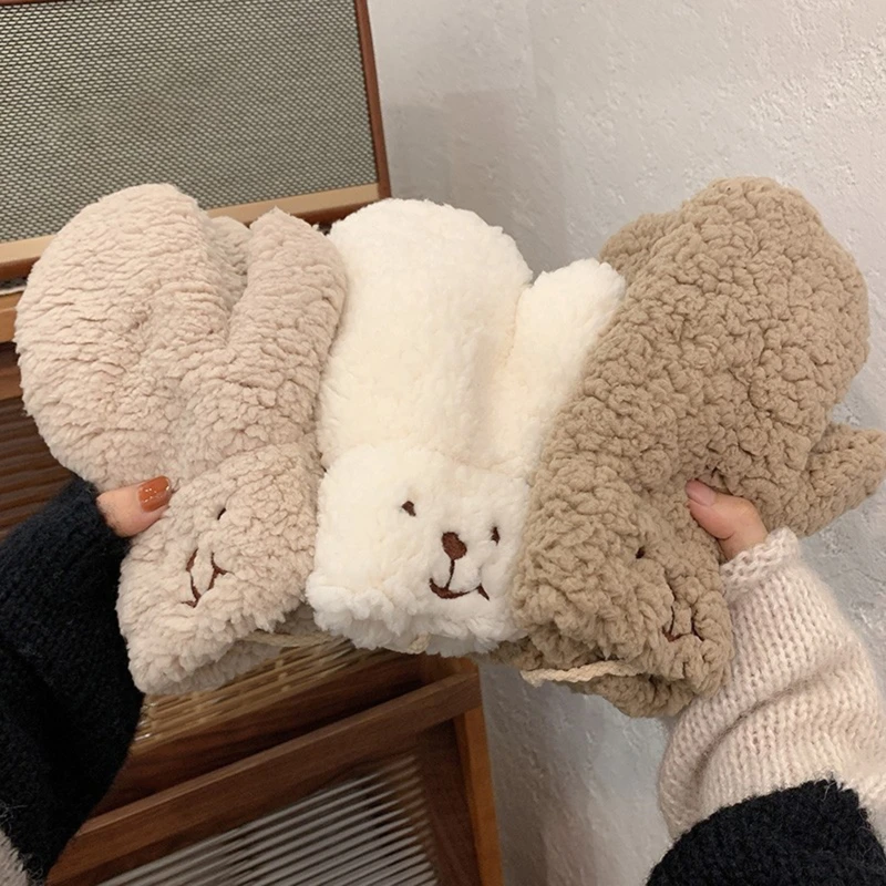 

New 1Pair Women Girls Plush Cute Bear Claw Warm Gloves Soft Anime Cosplay Plush for Christmas Party Accessories Women Mittens
