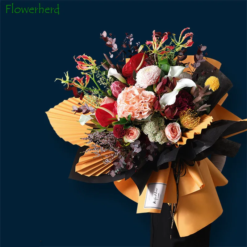 

58cm X 6Y DIY Natural Element Roll Craft Paper Flower Bouquet Wrapping Paper Solid Color Waterproof Mocha Paper Valentine's Day