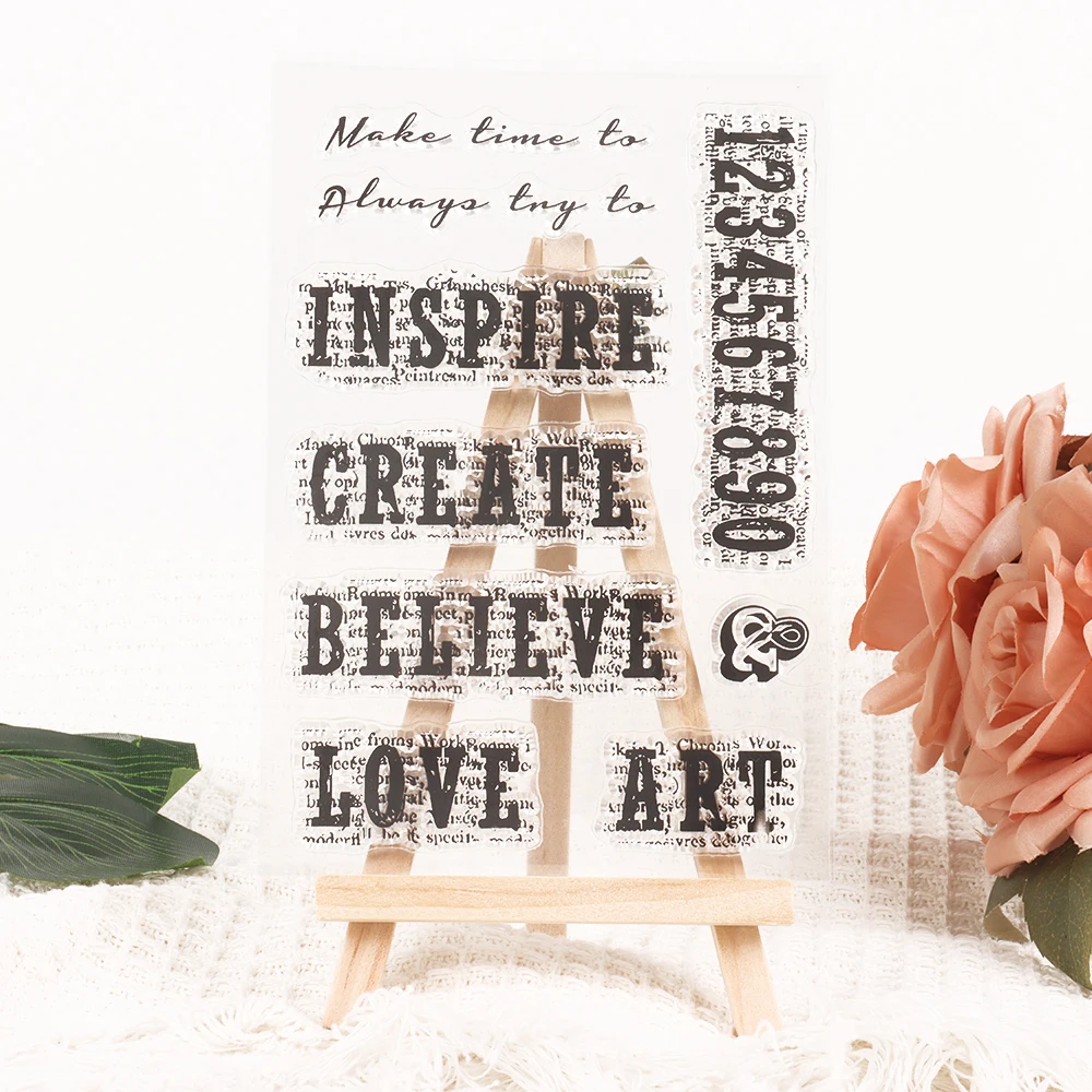 Прозрачные штампы из силиконовой резины с текстом на спине для скрапбукинга и