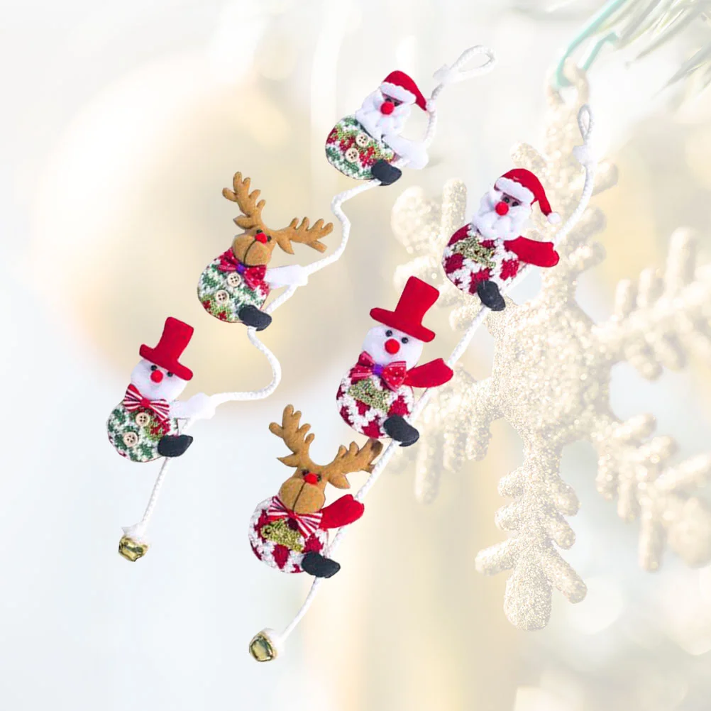 

Christmas Climbing Tree Snowman Santa Ladder Claus Hangingdecorations Reindeer Figurinebell Wood Pendant Decor Bells