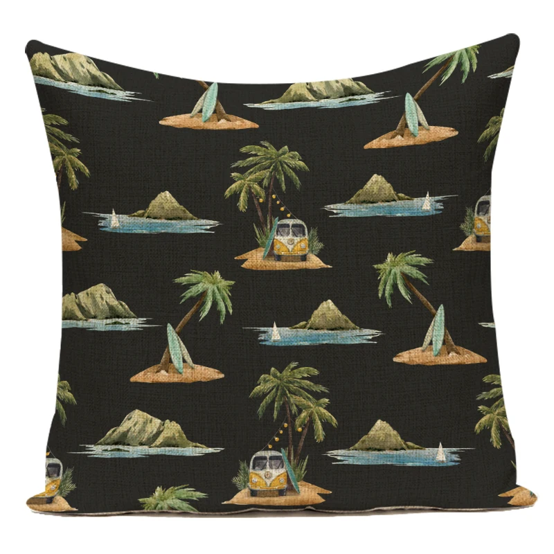 

Тропические растения, деревья, декоративные подушки, чехол для дома, парусника, зеленое искусство пальмы