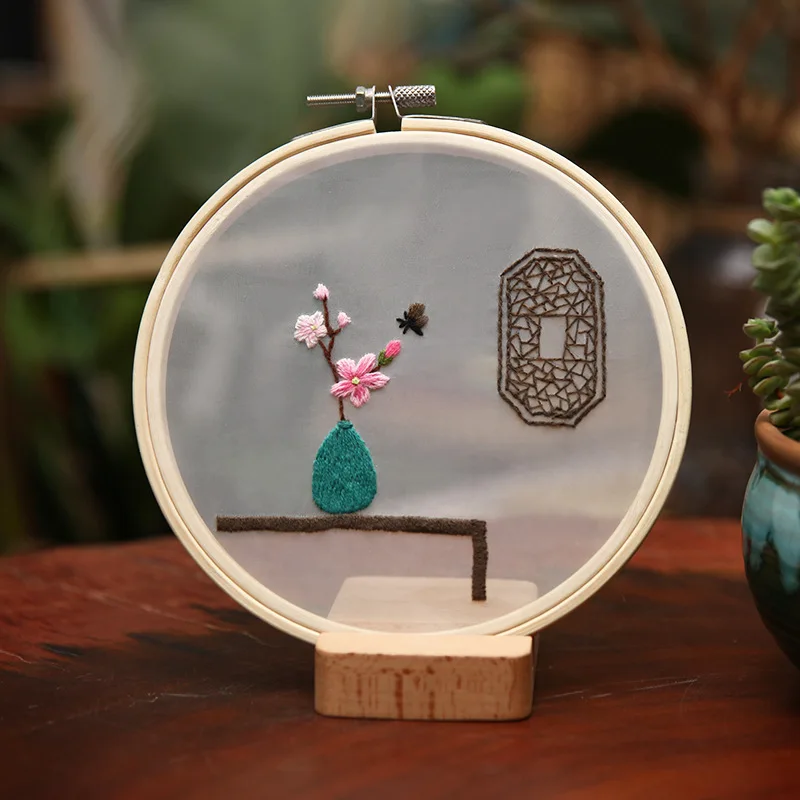 

Chinese Style DIY Embroidery Flower Painting Cross Stitch Kit Interesting Handicrafts DIY Material Kits Beginner Stitch Kit