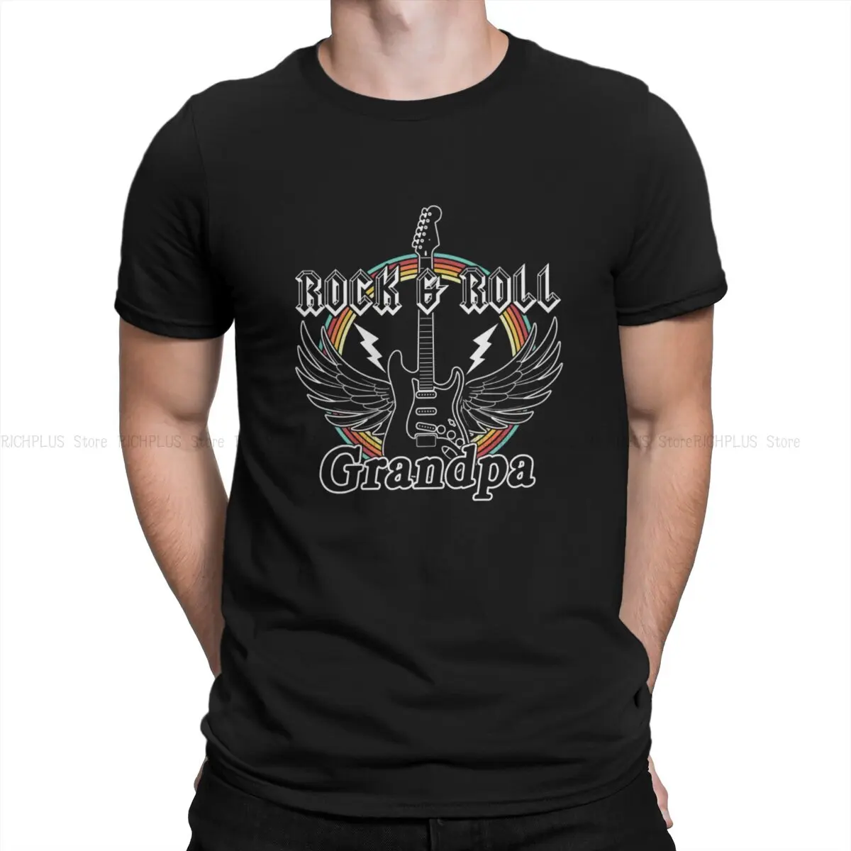

Grandpa Man's TShirt Guitar Rock Crewneck Short Sleeve T Shirt Funny Birthday Gifts