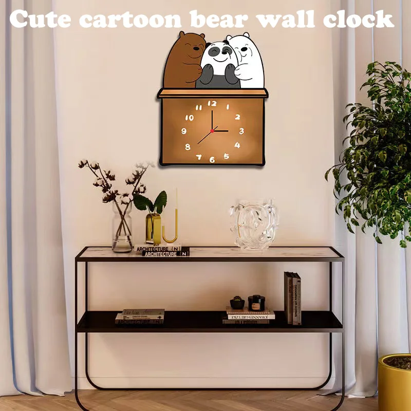 

3D Creative Wall Clocks Cartoon Bear Clock Teen Room Decorations Modern Design Mute Clocks Children Bedroom living room Decor