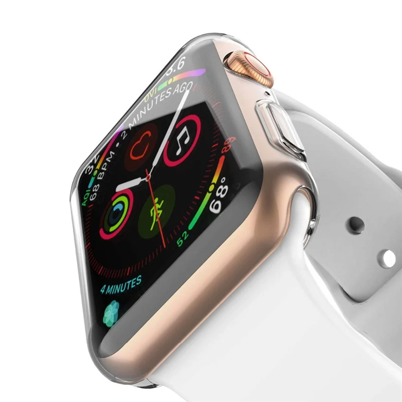 Защита экрана для Apple Watch Чехол 45 мм 41 44 40 полный бампер из ТПУ чехол 42 38 аксессуары