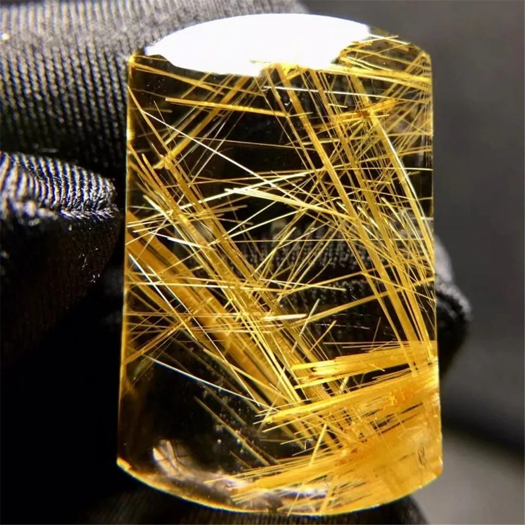 

Natural Gold Rutilated Quartz Pendant Jewelry For Woman Man Healing Gift Wealth Crystal 28x19x8mm Beads Energy Gemstone AAAAA