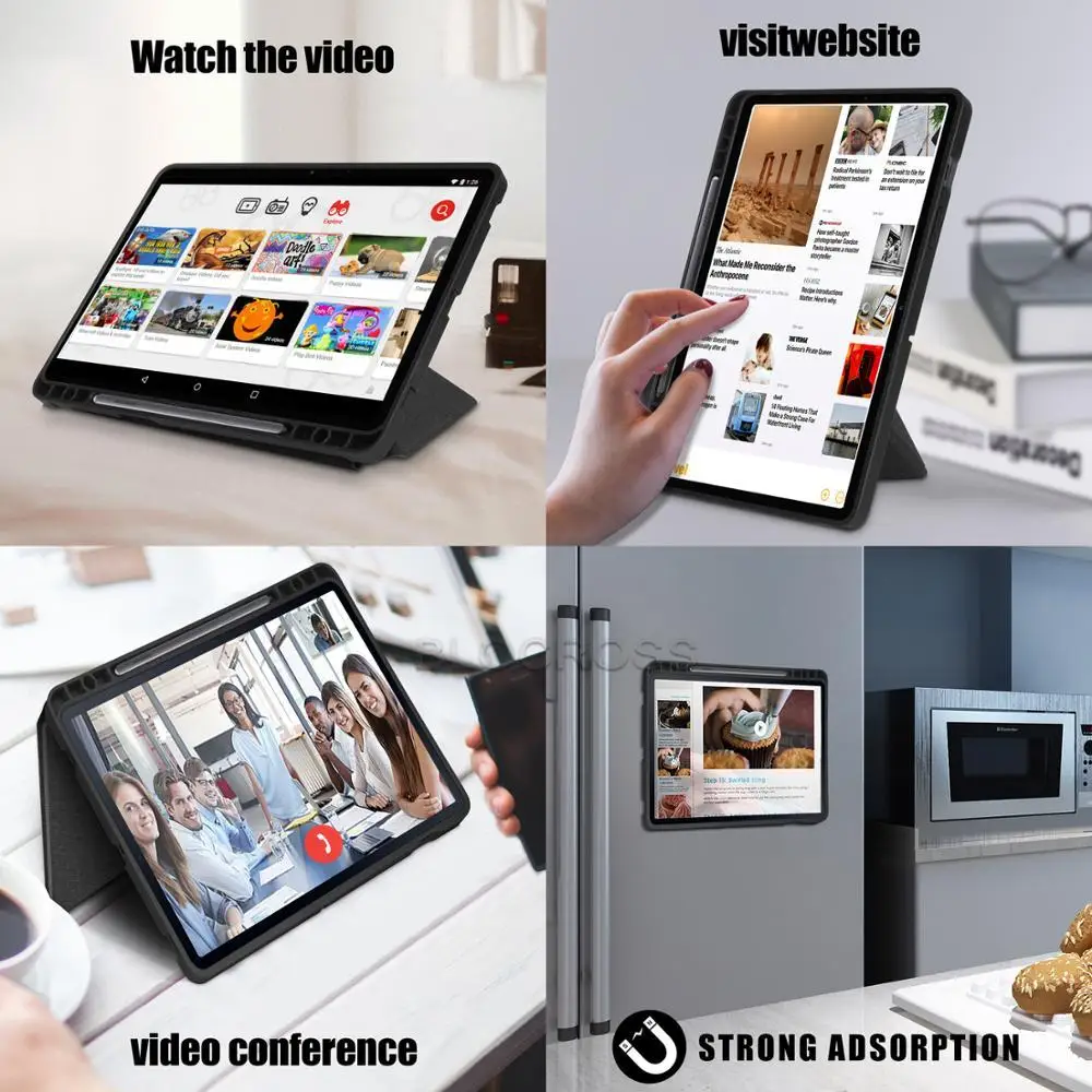 Для Samsung Galaxy Tab S7 Plus FE 12 4 дюймов чехол с держателем для карандашей многослойная