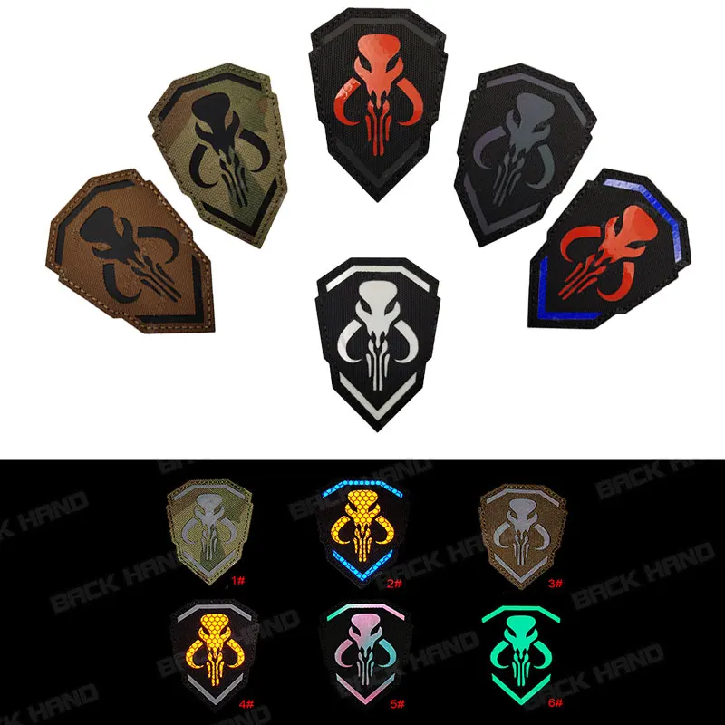 

The Mandalorian Bounty Hunter Nylon Velcro Badge Military Tactical Armband Sticker Glow Patch Clothing Backpack Cap