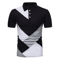 2022 summer fashion and comfortable stitching new short sleeved t shirt contrast color lapel casual polo shirt men