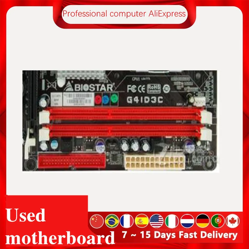 Материнская Плата Для Biostar G41D3C LGA 775 DDR3 8 ГБ Для Intel.