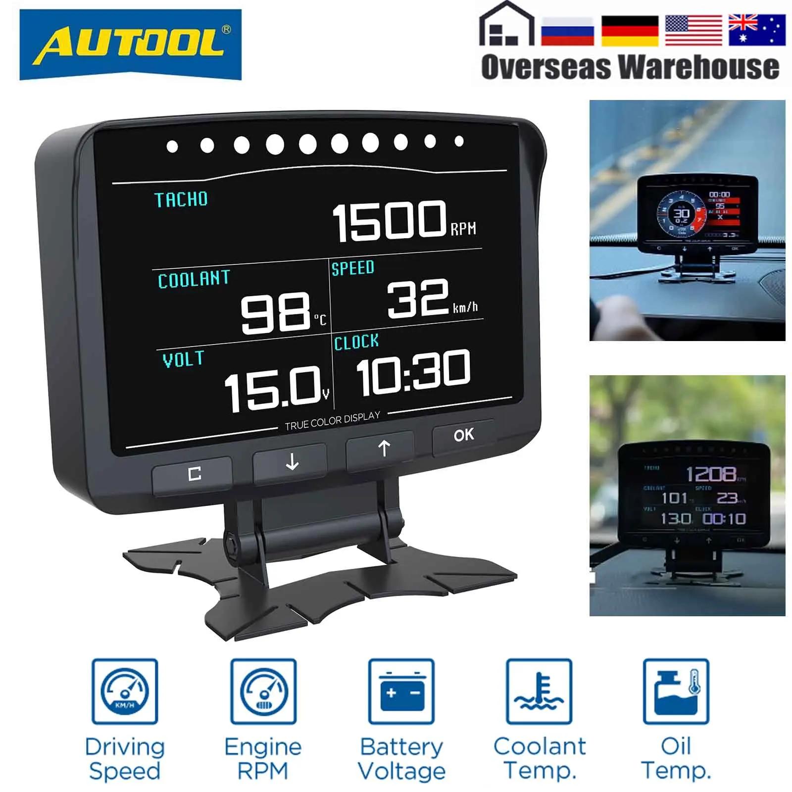 

AUTOOL X50 PRO Digital On-board Computer Car OBD2 HUD Head Up Display Speed Meter OBD Electronic Monitor Fault Diagnosis Gauge