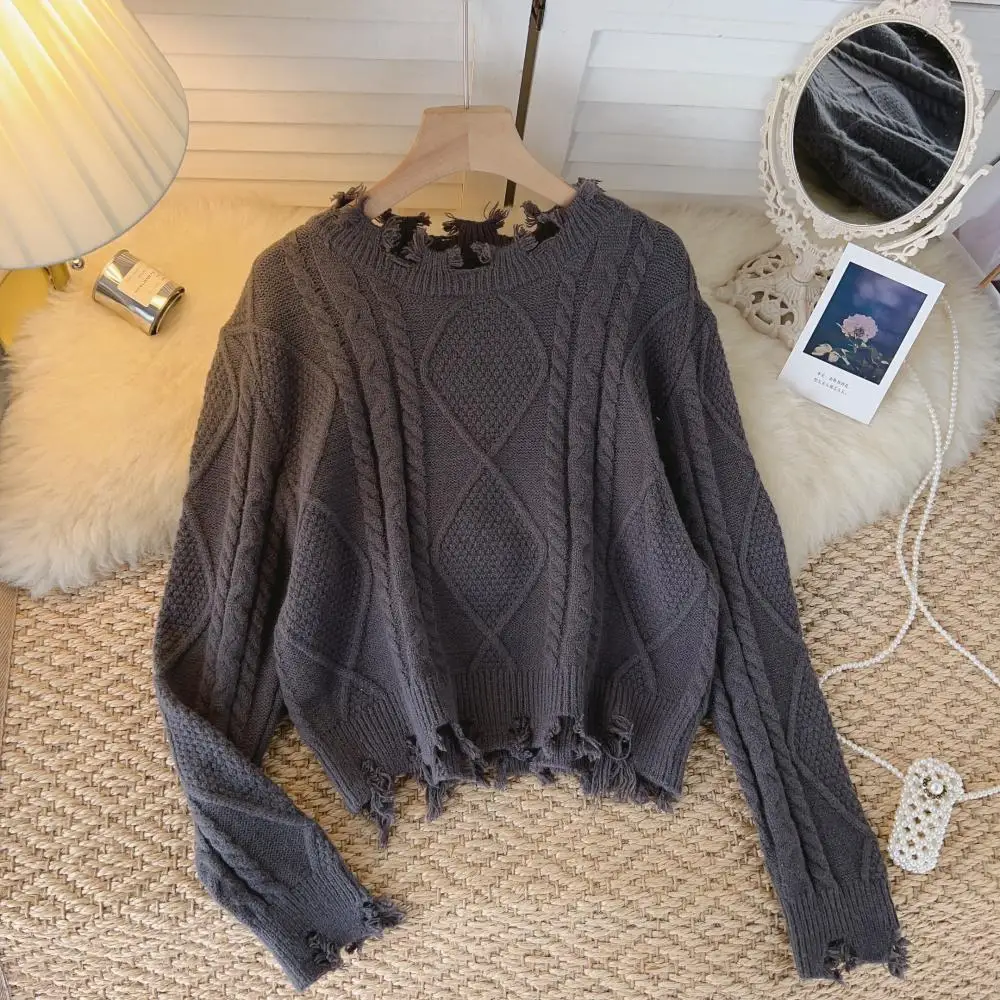 

Осень-зима новый дизайн ощущение ленивого ветра шерстяной край твист бриллиантовый клетчатый вязаный короткий секционный сломанный шикар...