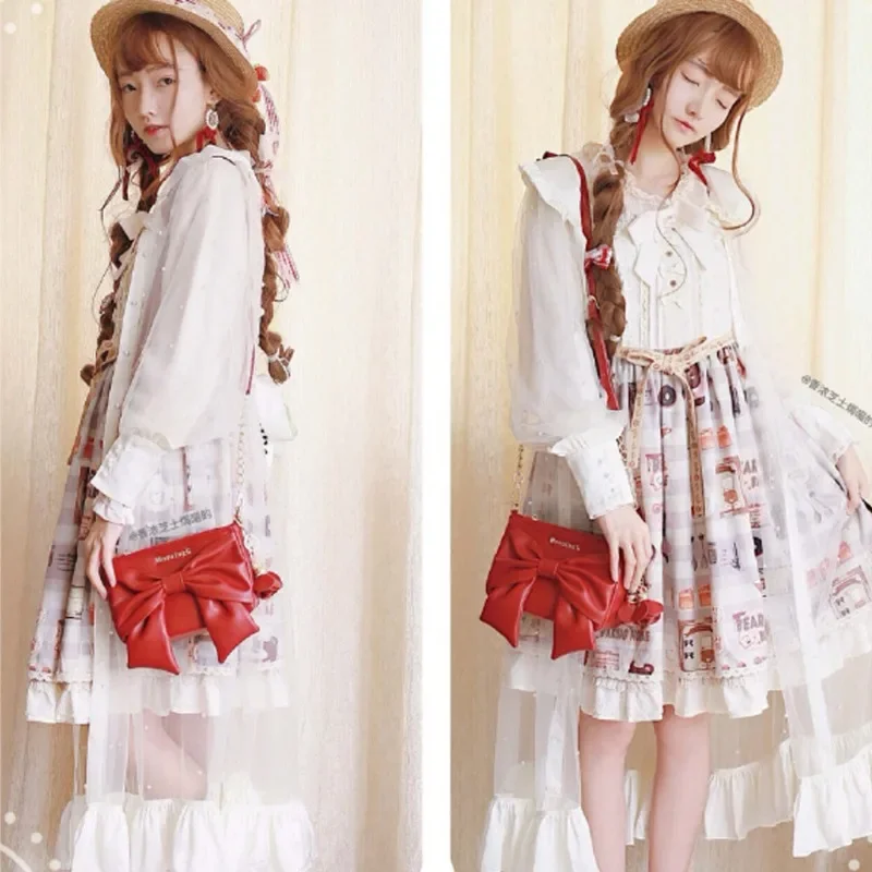 

Lolita Bag Girls Elegant Bow Shoulder Bags for Women Winter Chic Design JK Uniform Crossbody PU Сумка Sweet Bolsas Mujer
