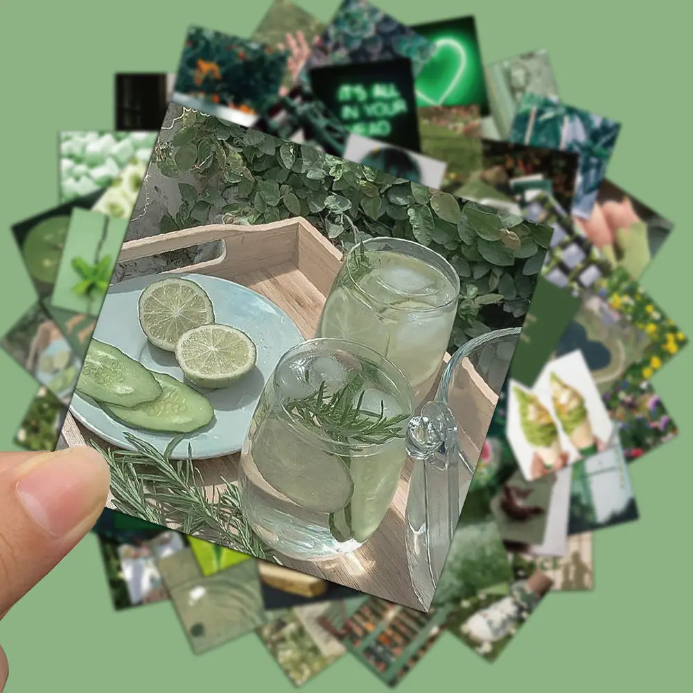 

56 Green Style Solid Color Landscape Stickers Girl Heart Personality Creative Ins Style High Sense DIY Journal Stickers