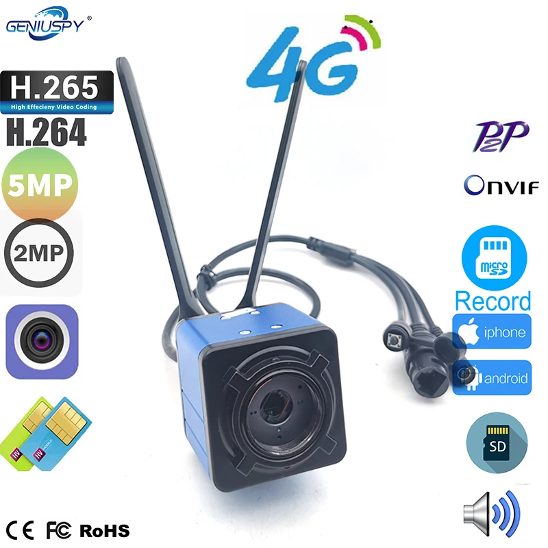 

1080P 3G 4G Box Camera Live Streaming SIM IP Camera SD 4G SIM Card RJ45 CCTV Security Move Tripod to Secure With CS Lens
