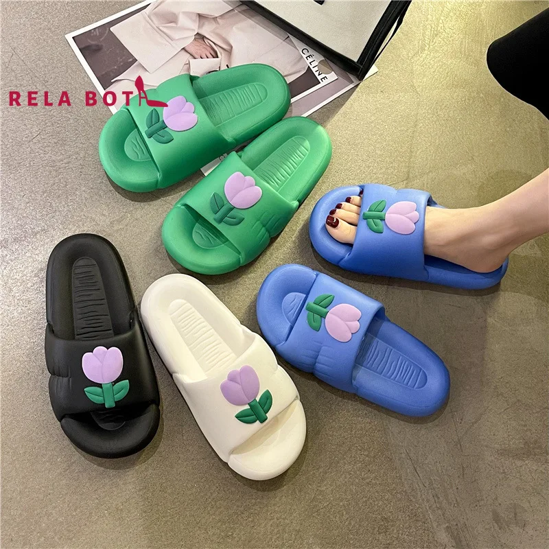 

Summer 2022 New Fashion Step Poop Tulip Candy Color Comfortable Thick Sole Home Flip-flop Eva Non-slip Fashion Slipper for Women