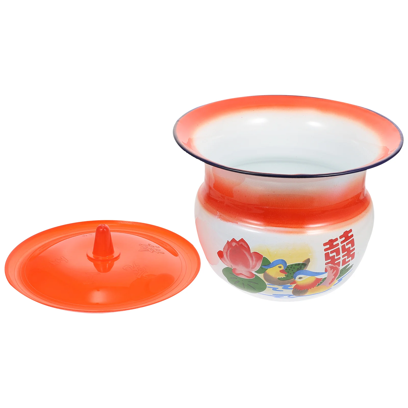 

with Cover Vintage Spittoon Pot Chic Printing Chamber Pot Container for Dorm Night Kids