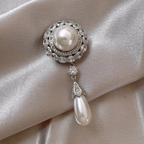 Ретро жемчужные броши из цинкового сплава