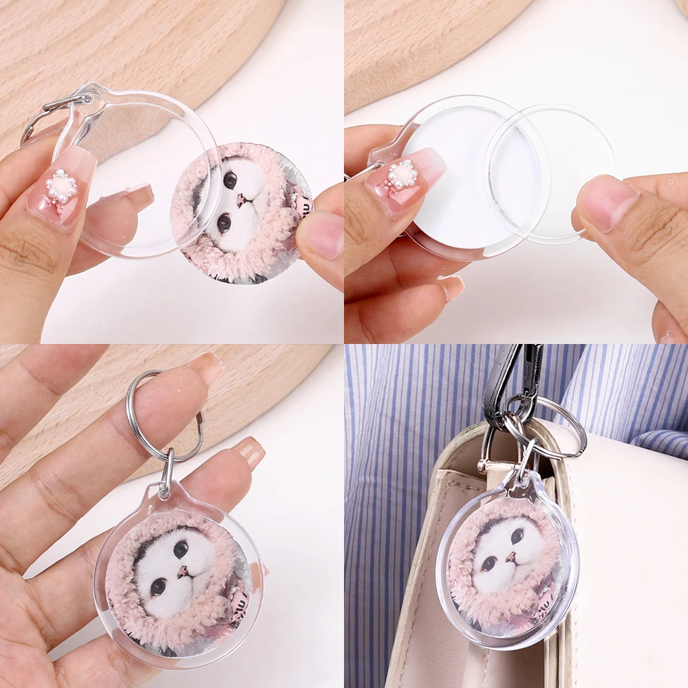 1/3/5pcs Acrylic Photo Frame Keychain Snap-In Custom Insert Photo Acrylic Blank Keyring Clear Blank Picture Keyring for DIY