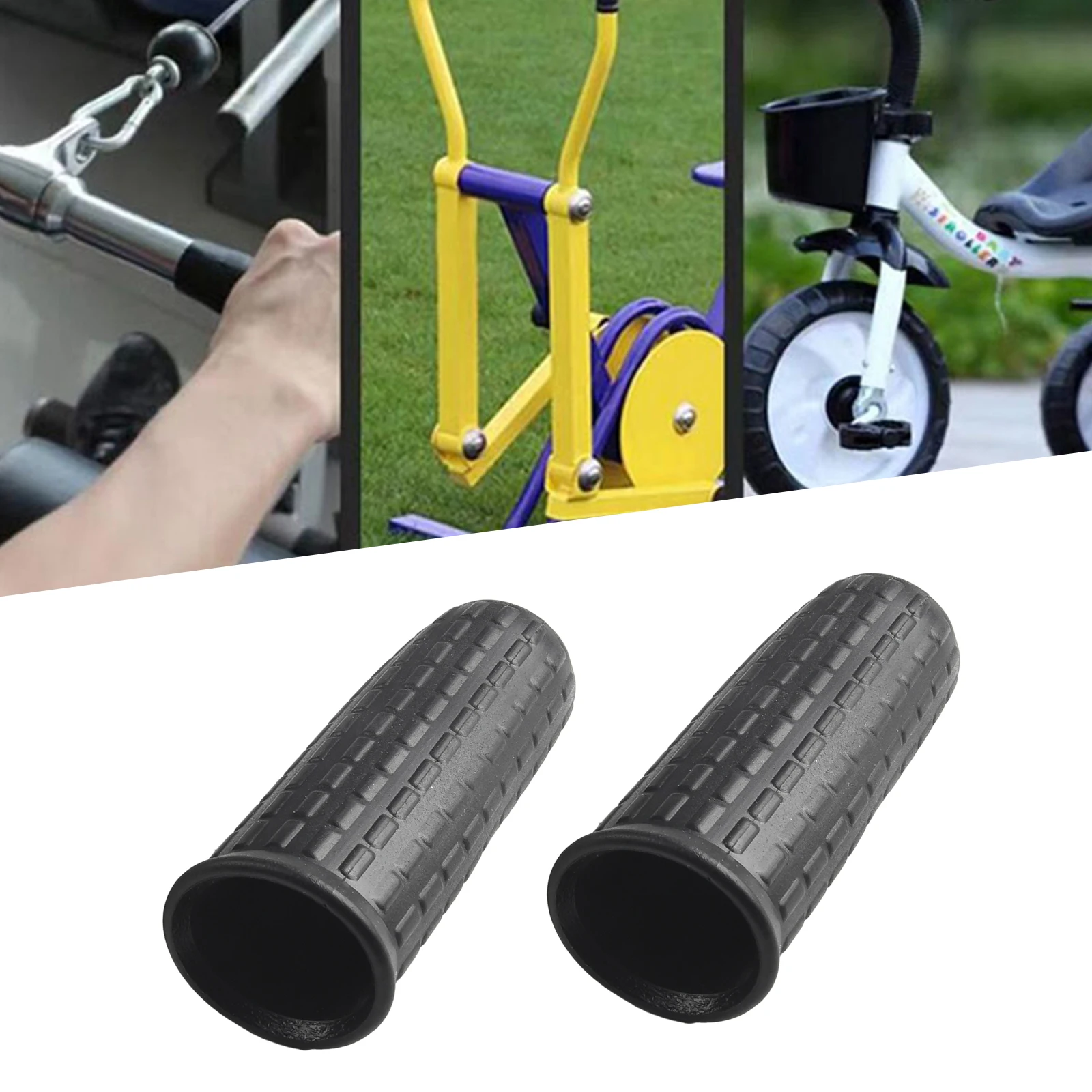 

2Pcs Wheelbarrow Rubber Handles, Round Tubes Black Replacement Universal Handles Weatherproof Replacement Parts Rubber Sleeve