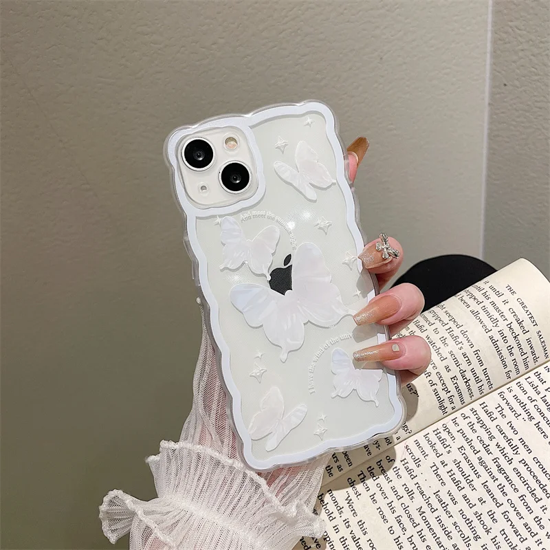 

Painted Fritillary White Butterfly For iphone13pro maxApple12Phone Case11Transparentx/xrSimple protective cover7/8plusCreative D
