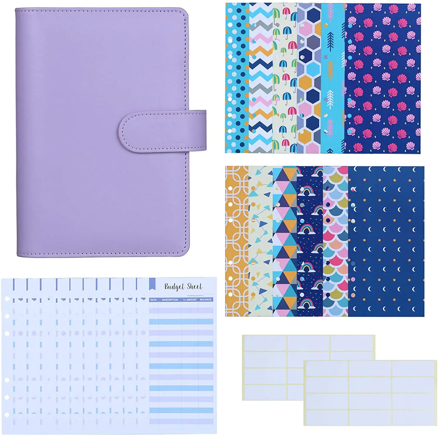 

27 Piece A6 PU Leather Folder Budget Cash Envelope System Budget Planning Expenditure Budget Sheet and Labels for Bills Notepad