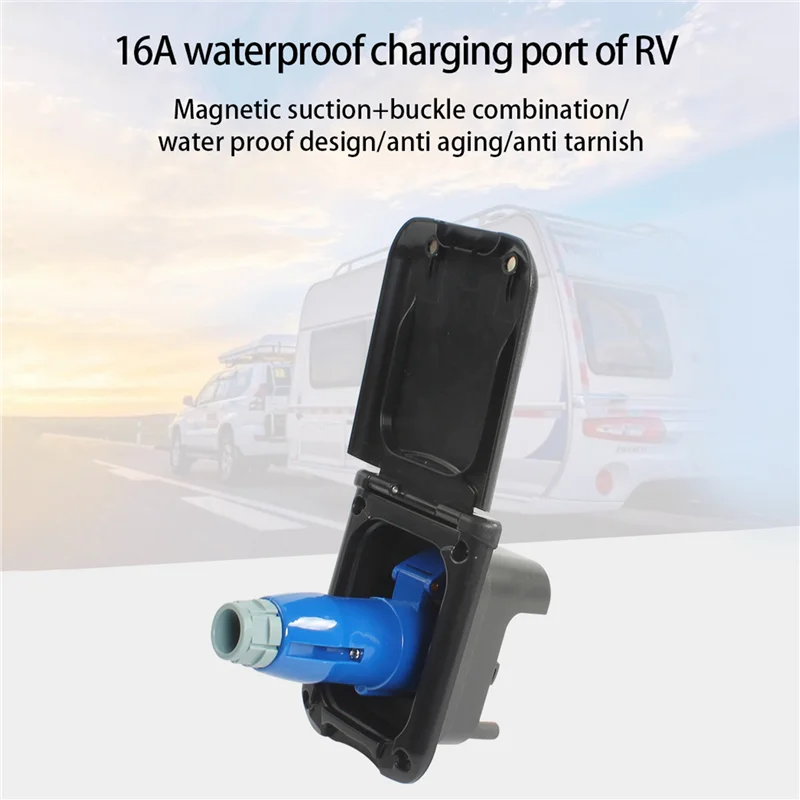 

RV 16A Charging Socket Plug Waterproof Charging Socket External Power Car Accessories Black