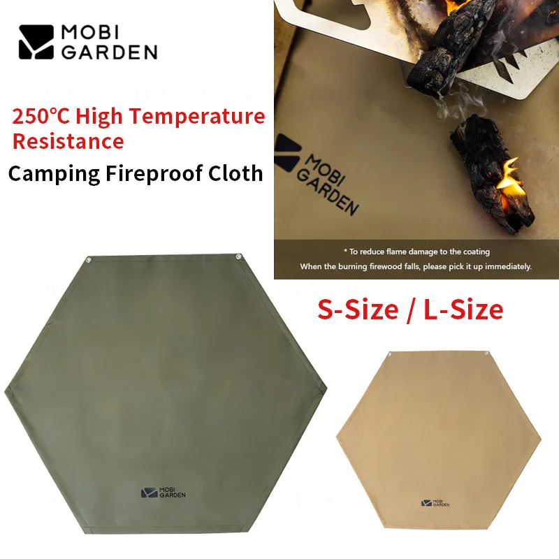 

MOBI GARDEN Camping Fireproof Cloth 250℃ High Temperature Resistance Mat Silicone Coated Hexagon Flame Retardant Floor Cloth