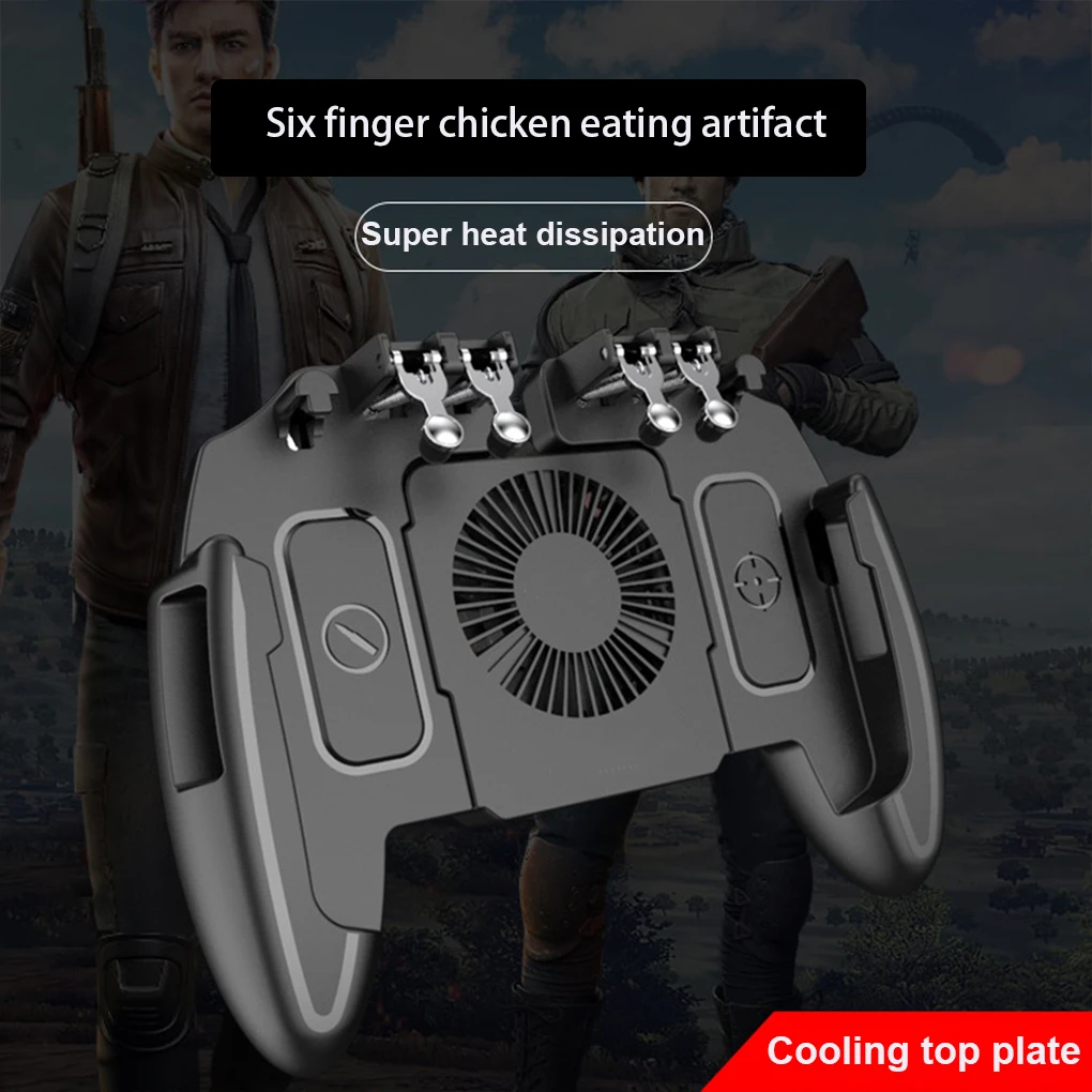 

Mobile Phone Gaming Trigger 4-trigger Cellphone Games Controller Holder 4.6-6.5 Inch Adjustable with Cooling Fan