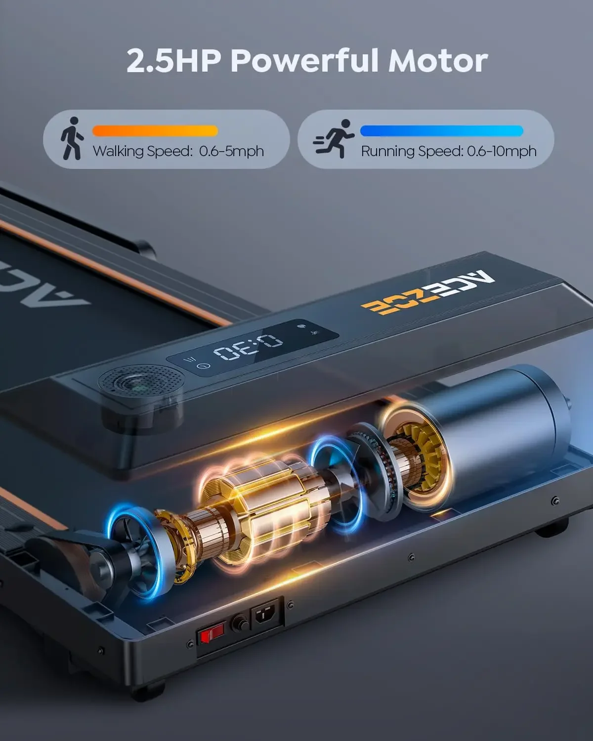 Складная беговая дорожка 2 в 1 для дома под столом с 12 режимами HIIT