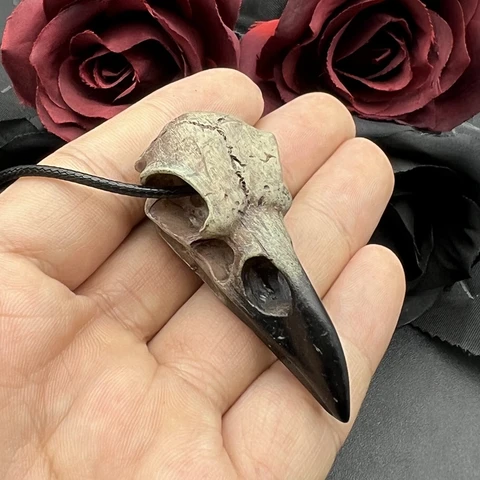 3D готическое ожерелье с вороном, черепом, Реплика из смолы, Ворон, волшебный ворон, готический подарок, ожерелье с вороном на Хэллоуин
