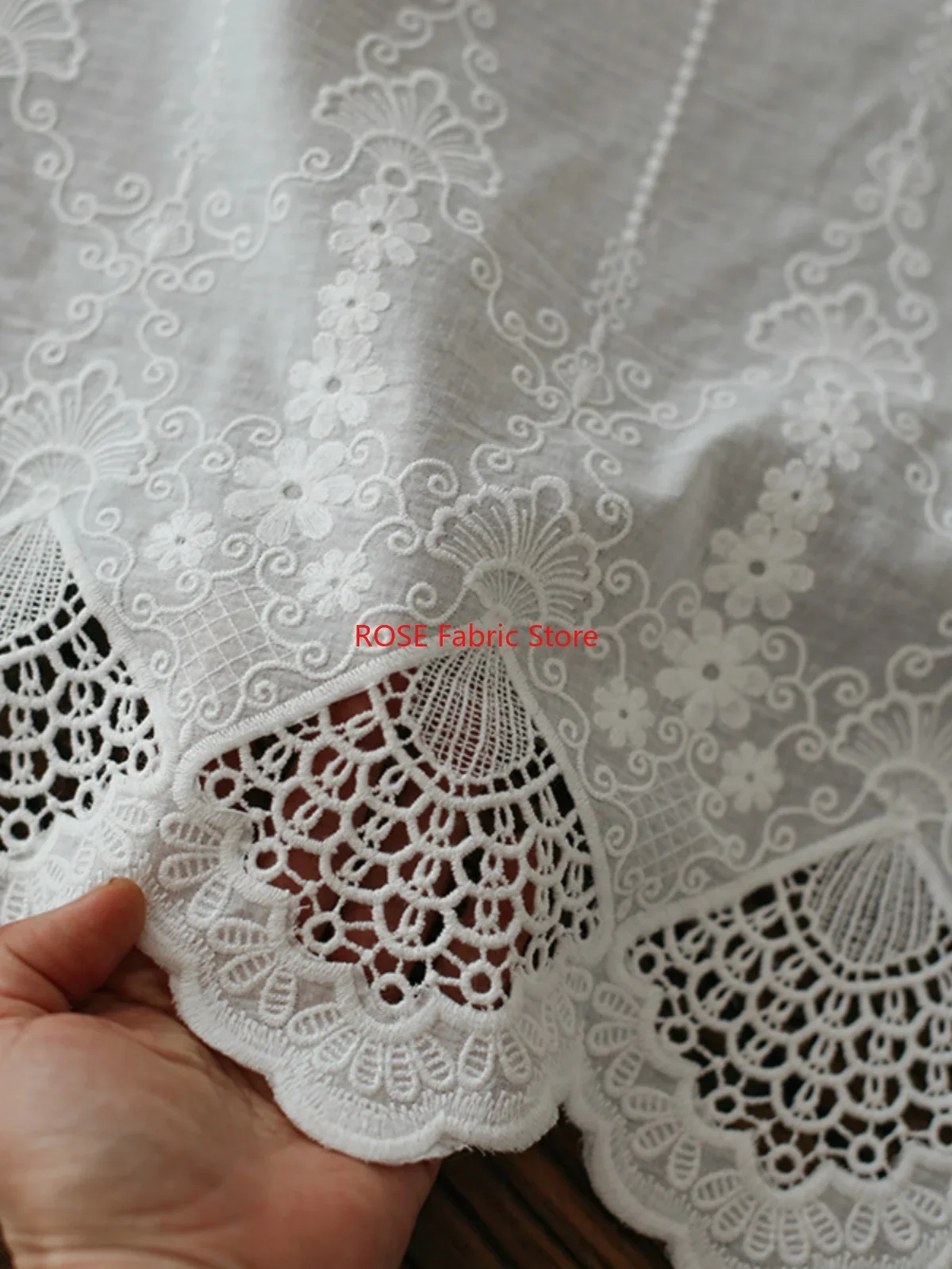 Фото 2 ярда Off White Flower вышитая хлопковая кружевная бейка для шитья своими руками, украшения домашней вечеринки, скатерти №5