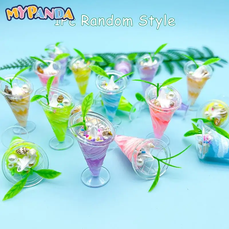

1Pc Random Plastic Dollhouse Miniature Cup Conch Cream Cup Ornament Micro Landscape Doll House Decor Toy