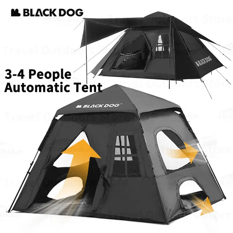 

Naturehike BLACKDOG 150D одно касание палатка Автоматическая 3-4 человек туристические палатки UPF50 + PU3000 водонепроницаемый кемпинг палатка с навесом