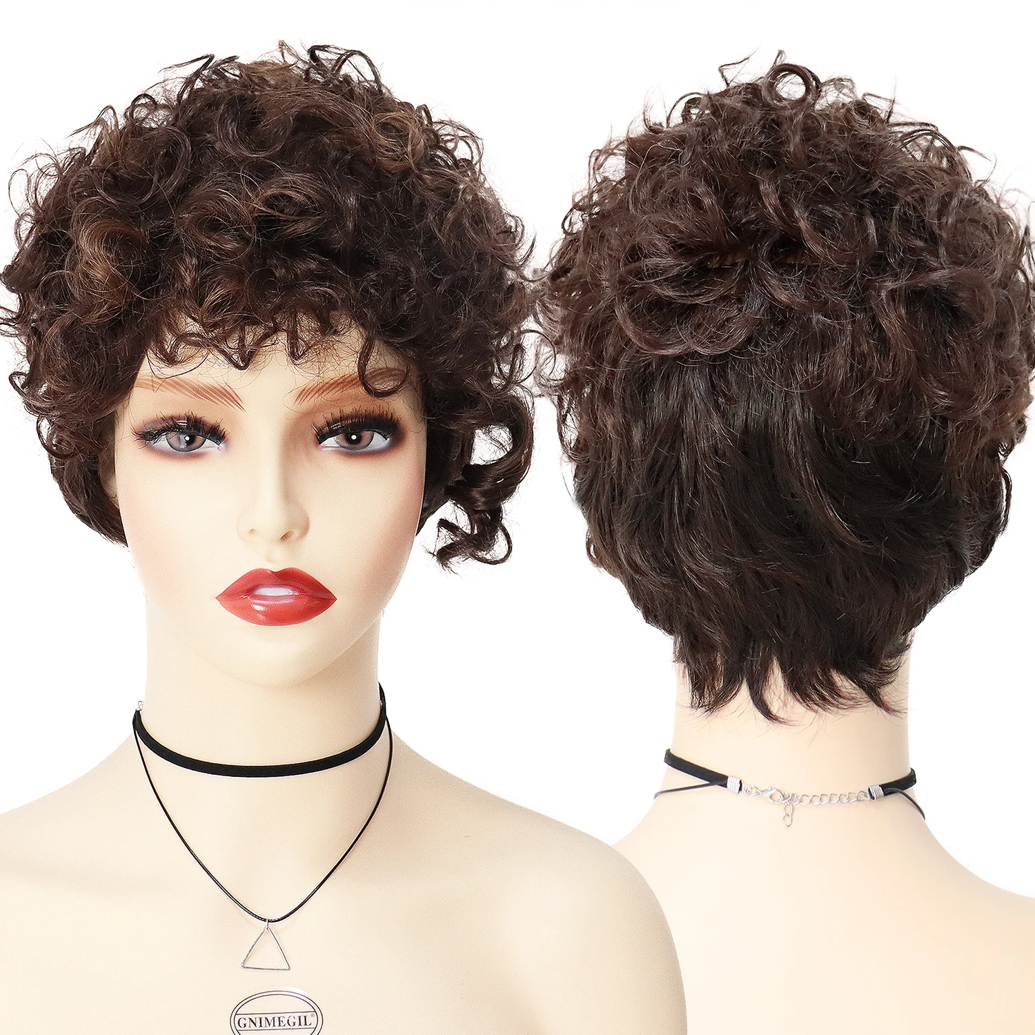 

GNIMEGIL Synthetic Hair Short Afro Kinky Curly Wigs for Black Women Colly Curls Ladies Wig with Bangs African American Wig Price