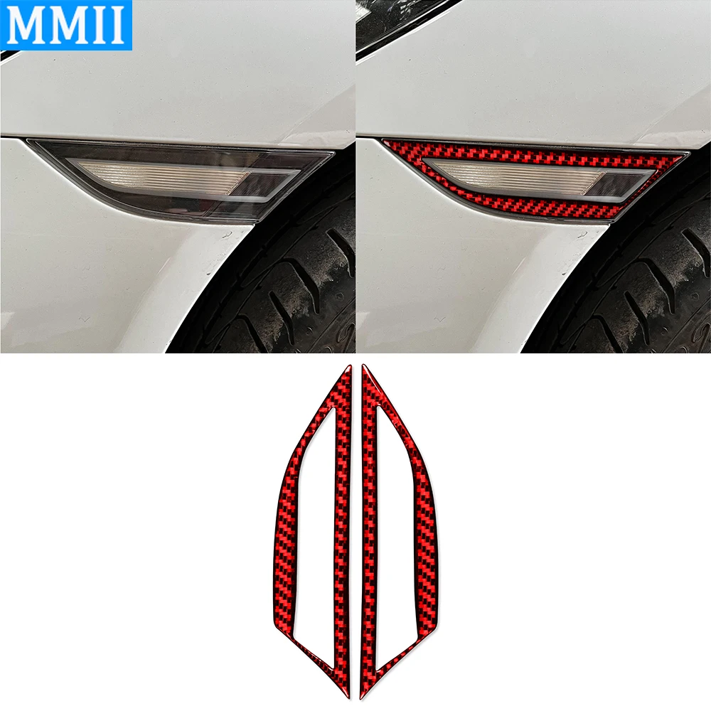 

Red Carbon Fiber Steering Light Decorative Cover Styling Car Accessories Decoration Tuning Sticker For Porsche718 982 2016-2022
