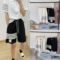 summer tb college style four bar ice linen knitted shorts womens sports loose straight casual shorts tide