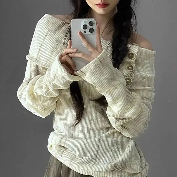 Gaganight женский корейский шикарный высококлассный вязаный свитер 2024 Ранняя осень