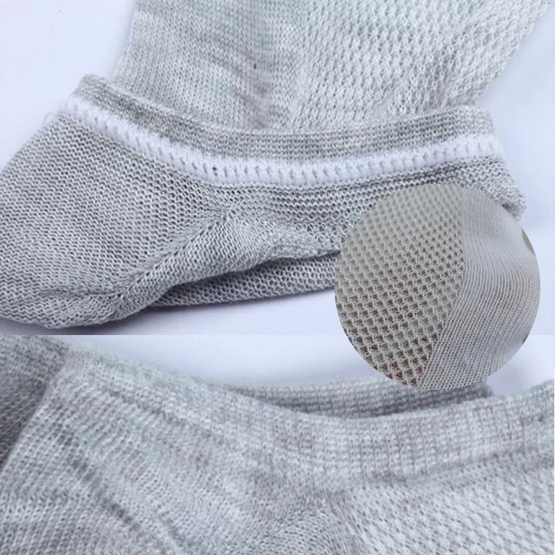 6 Pairs Breathable Men's Socks Short Ankle Elastic Solid Color Mesh High Quality Cotton Business Unisex Sokken Plus Size EU38-47