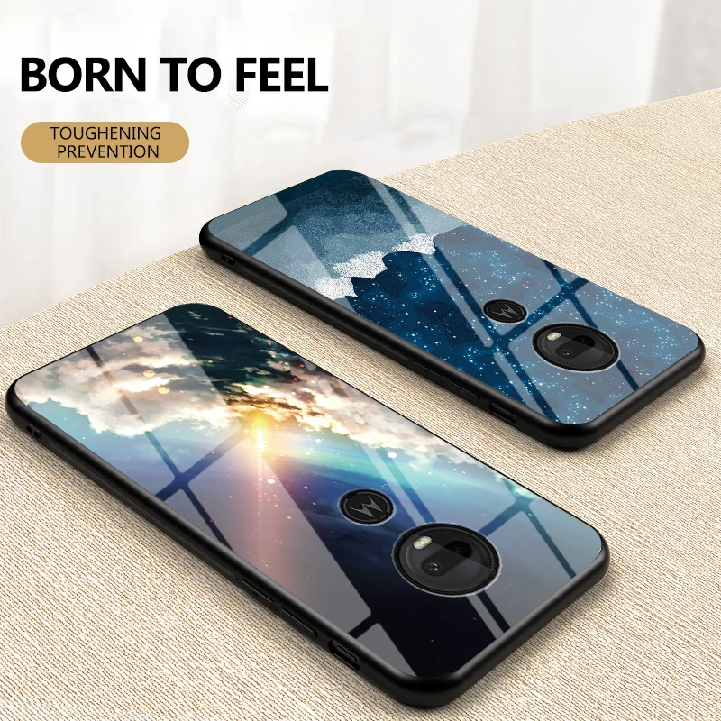 

Роскошный стеклянный чехол со звёздным небом для телефона Motorola G7 Play Plus чехол для телефона из закаленного стекла для Moto G7 Power One Zoom Coque Fundas