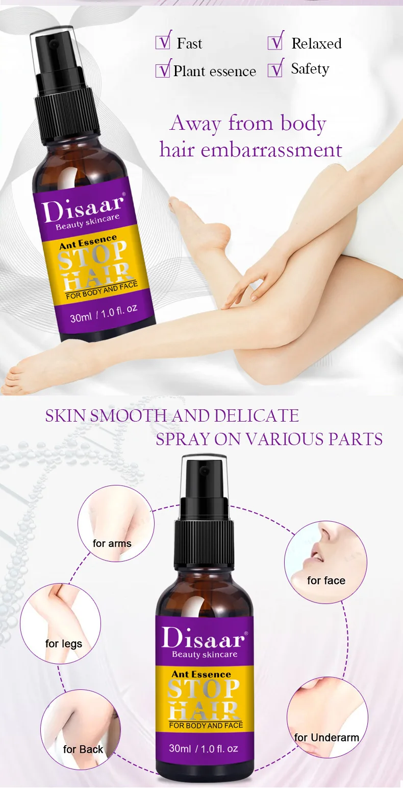 30ml Powerful Permanent Painless Hair Removal Spray Oil Spray Shrink Pores Growth Stop Ant Smooth Skin Inhibitor Hair images - 6