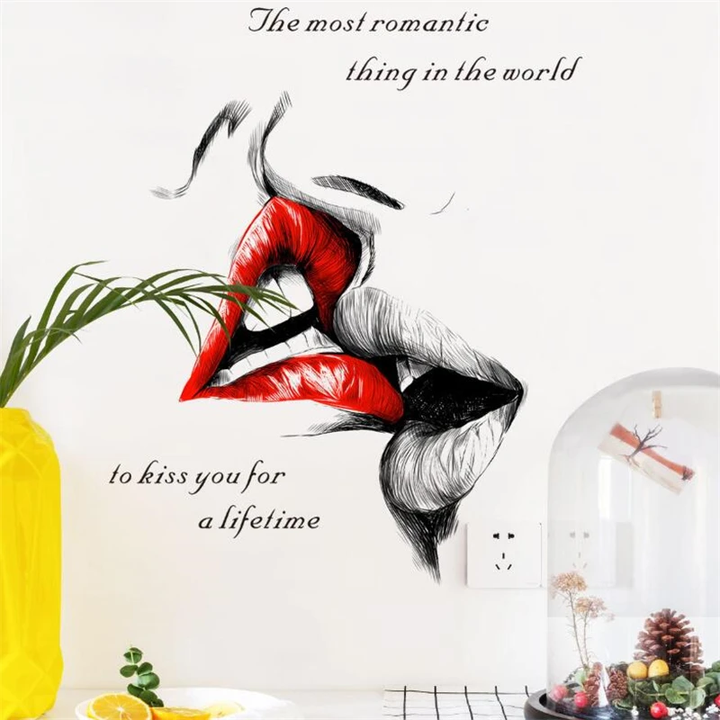 

Romantic Kiss Wall Stickers Bedroom Living Room Wall Wedding Decoration Door Stickers Modern Art Mural