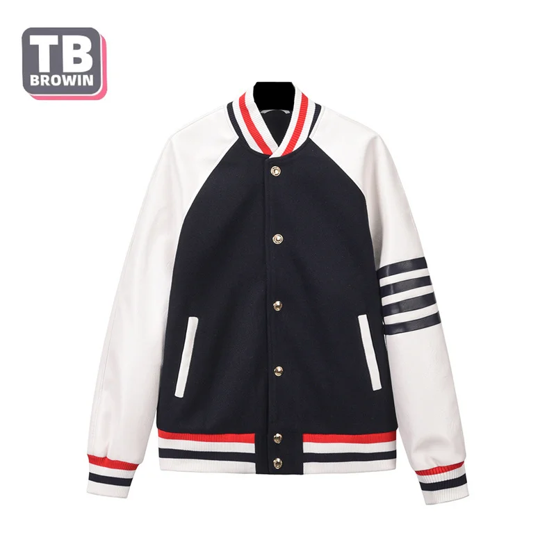 

TB BROWIN Thom men's women's baseball uniforms stand-up collar striped long-sleeved raglan sleeves color-blocking Korean jacket