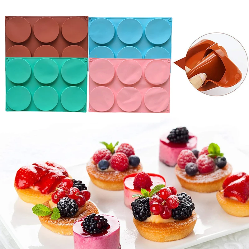 Силиконовая форма для торта с 6 отверстиями антипригарная выпечки круглая дисков