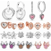 2022 new fashion 925 sterling silver shinny sapphire crystal stud earrings women birthday jewelry gift