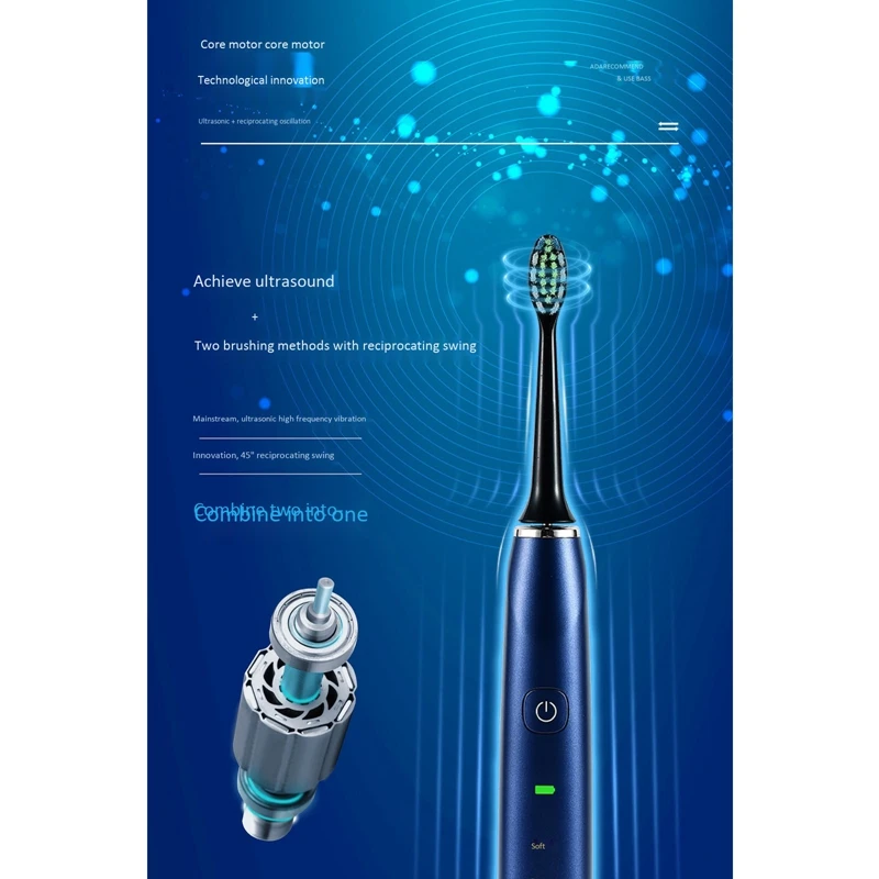 

Ultrasonic Electric Toothbrush With 5 Modes Smart Timer 4 Brush Heads Whitening Toothbrush