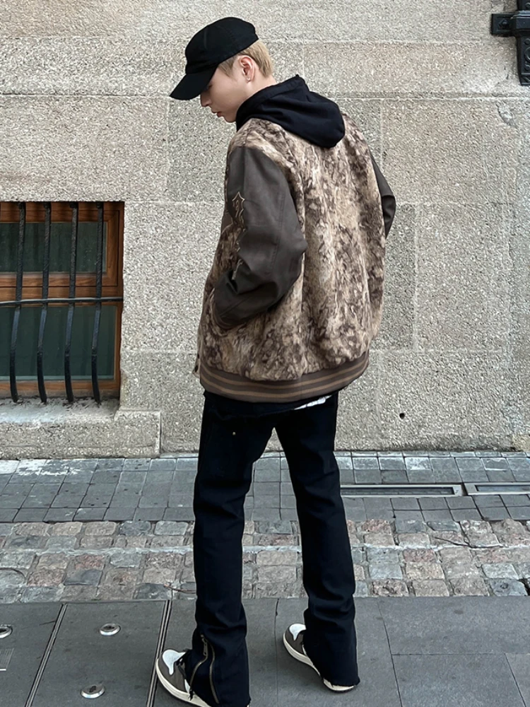 Джинсы мужские с заклепками и боковой молнией в американском стиле Vibe Harajuku