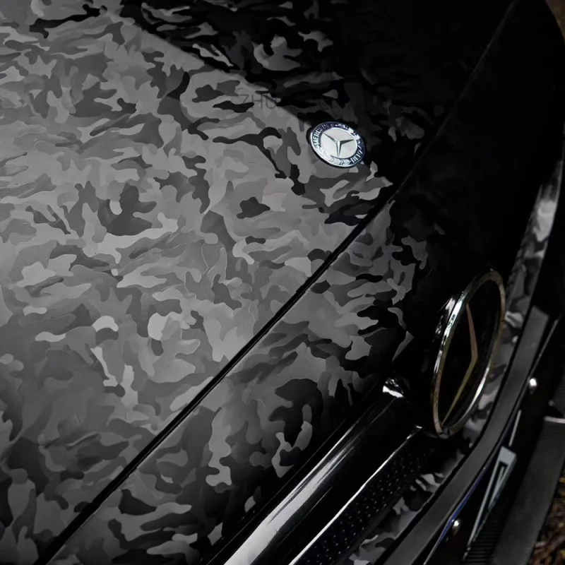 

ZHUAIYA Factory Direct 3D Ghost Camouflage Black Car Wrap Vinyl Full Roll Size 1.52*18Meters