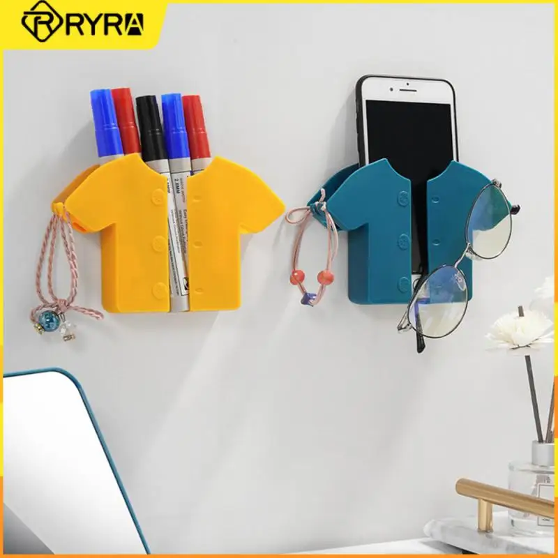 

RYRA wall-mounted storage box bracket non-perforated adhesive bedside kitchen toilet room storage hanger PP mobile phone bracket