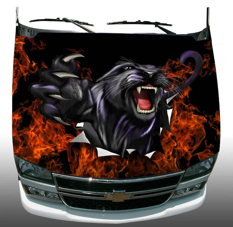 

Black Panther rip flame fire Hood Wrap Wraps Sticker Vinyl Decal Graphic